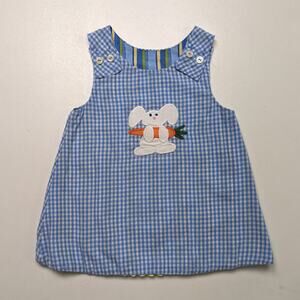 Dress Girls Size 12m Blue Reversible Sundress Bunny Rabbit Watermelon